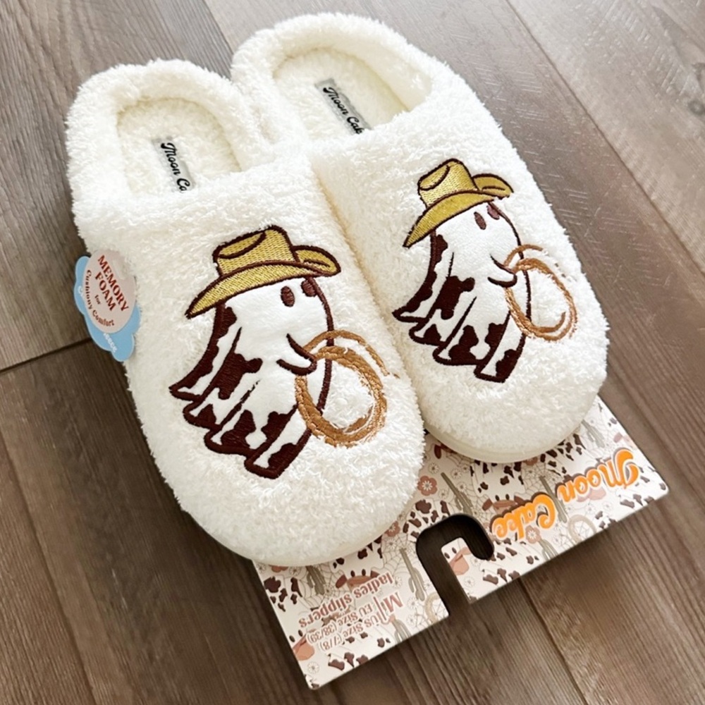 Ghost Cowboy Fuzzy Slippers